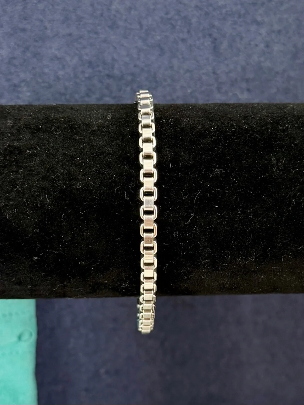 TIFFANY & CO. Sterling Silver Venetian Box Chain Bracelet 16.3g; 7.25” w/ COA